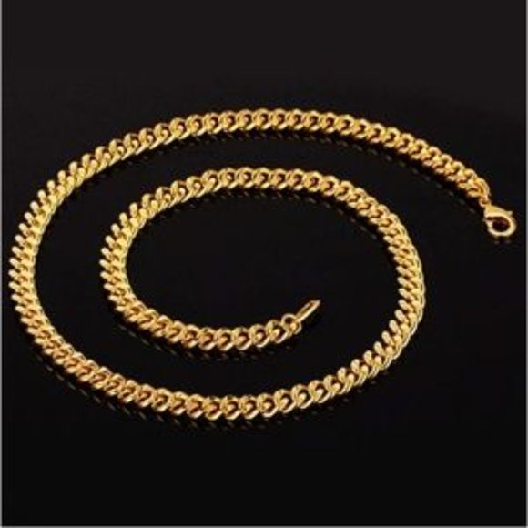Mens "Jax" 18K REAL Gold Plated 6mm Curb Chain - Picture 2 of 8